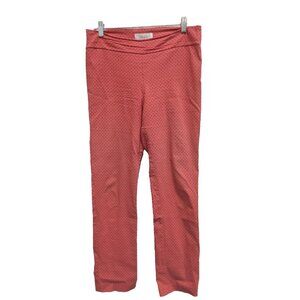 Margaret M Womens Slimming Pants Medium Coral Diamond Pattern Straight Pull On